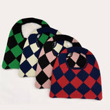 Women Casual Plaid Knitted Clutch Bag_Cwab0855