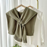 SOLID COLOR KNITTED KNOTTED SHAWL CASUAL COZY _CWASC0757