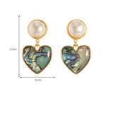 NATURAL ABALONE HEART HEART EARRINGS PEARL EARRINGS_CWMM4355