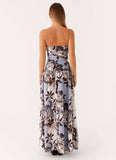 Vacation-Style Floral Printed Backless Dress