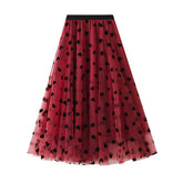 Vintage Heart Flocked Tulle High-Waist Skirt_Cwbms0397