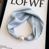 Pearl Magnetic Skinny Silk Neck Scarf_Cwasc03930