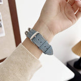 IWATCH9 1 TIBETAN SILVER DENIM LEATHER STRAP_CWWW0069