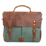 Vintage Leather Canvas Satchel Messenger Bag_Cwab5565