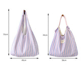 Striped Lightweight Large Capacity Canvas Bag_Cwab3094