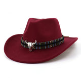 BULL HEAD DECOR WIDE BRIM WESTERN COWBOY HAT_CWAH1769