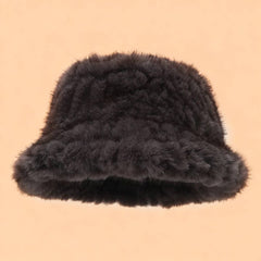Faux Mink Plush Bucket Hat Winter Warm Trendy_Cwah04780