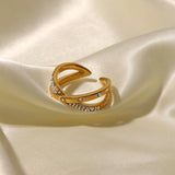 18K GOLD PLATED OPEN RING WITH DIAMOND_CWAJE1233