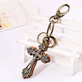 PUNK RETRO CROSS LEATHER PENDANT KEYCHAIN_CWMM4715