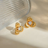 STAINLESS STEEL THREE PETAL FLOWER EARRINGS_CWASC1680
