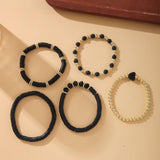 SOFT CLAY ELASTIC CORD HEART BRACELET SET_CWMM3519