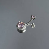 PINK CZ BELLY RING ELEGANT NAVEL PIERCING_CWMM9196