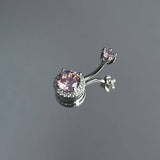 PINK CZ BELLY RING ELEGANT NAVEL PIERCING_CWMM9196