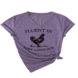 Wome Casual Tee With Chicken Joke Print_Cwtts1479