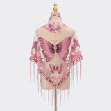 LACE BUTTERFLY EMBROIDERED TRIANGLE SHAWL_CWMM1994