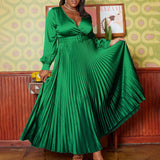 FASHIONABLE AND ELEGANT SOLID COLOR PLEATED DRESS_CWDMD3677