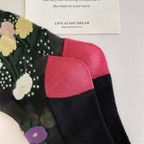 RETRO CASUAL FLORAL BLACK SOCKS_CWMS0562