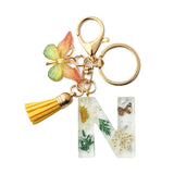 DRIED FLOWER PRINTED LETTER KEYCHAIN_CWMM1305