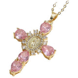 Zirconia Pendan Virgin Mary Cross Necklace_Cwmm5867