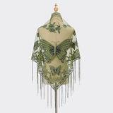 LACE BUTTERFLY EMBROIDERED TRIANGLE SHAWL_CWMM1994