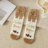 BROWN WARM CARTOON CUTE MID TUBE SOCKS_CWMS0794