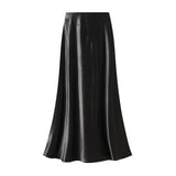 ASYMMETRICAL SATIN FISHTAIL SLIMMING MIDI SKIRT_CWBMS0353