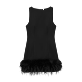 NEW WOMEN S FEATHER DETAIL FRENCH STYLE DRESS_CWDMD5812