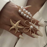 IRREGULAR HOLLOW WINDING IMITATION PEARL RING_CWMM3234