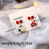 CHRISTMAS ELK BELL BOW ASYMMETRICAL EARRINGS_CWAJE1831