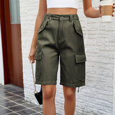 Washed Cargo Cropped Casual Shorts