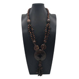 BOHEMIAN COCONUT WOOD BEAD LONG NECKLACE_CWMM4552
