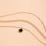 FIVE LEAF GRASS COLORFUL SNAKE BONE CHAIN NECKLACE_CWAJE1162