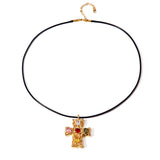 COLORFUL FASHION CROSS NECKLACE_CWAJE1443