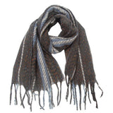 STRIPED FRINGE SCARF WINTER KNITTED SHAWL_CWASC0880