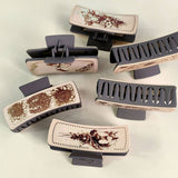 CACTUS PRINT LEATHER HAIR CLAW CLIP WESTERN STYLE_CWAHA0606