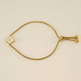 Cwaje1959_Adjustable Four Leaf Clover Letter Shell Bracelet