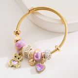 Trendy Stainless Steel Bracelet With Bear Heart_Cwmm8596