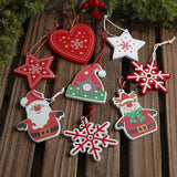 COLORFUL WOODEN SANTA SNOWFLAKE TREE ORNAMENT_CWMM9759