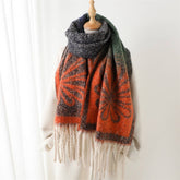 Vintage Floral Gradient Fringe Scarf For Winter_Cwasc2777