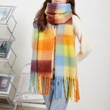 FAUX CASHMERE PLAID SCARF THICK FRINGED WRAP_CWASC2698