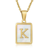 SQUARE SHELL 26 LETTER PENDANT NECKLACE_CWAJE0674