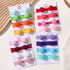KIDS POM POM ELASTIC NYLON HEADBAND SET_CWAHA6743