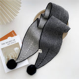 Cwasc2387_Women'S Winter Hairball Striped Long Scarf