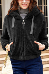 Womens Fleece Hooded Long-Sleeved Thermal Jacket