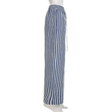 Striped Straight-Leg Wide-Leg Cargo Pants