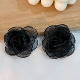 HANDMADE LACE ROSE STUD EARRINGS SWEET MINIMAL_CWMM6279