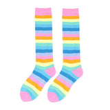 RAINBOW STRIPED MID LENGTH SOCKS KNEE LENGTH SOCKS_CWMS0310