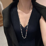 Womens High-End Pearl Sweater Necklace