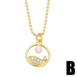 FLOWER PEARL INLAID ZIRCONIUM PENDANT NECKLACE_CWAJE0904