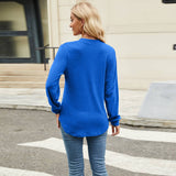 Solid Color Crew-Neck Long Sleeve Fashion T-Shirt